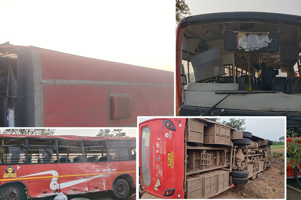 अहिल्यानगर-कल्याण महामार्गावर सहलीच्या एसटी बसचा अपघात; १४ विद्यार्थी जखमी 