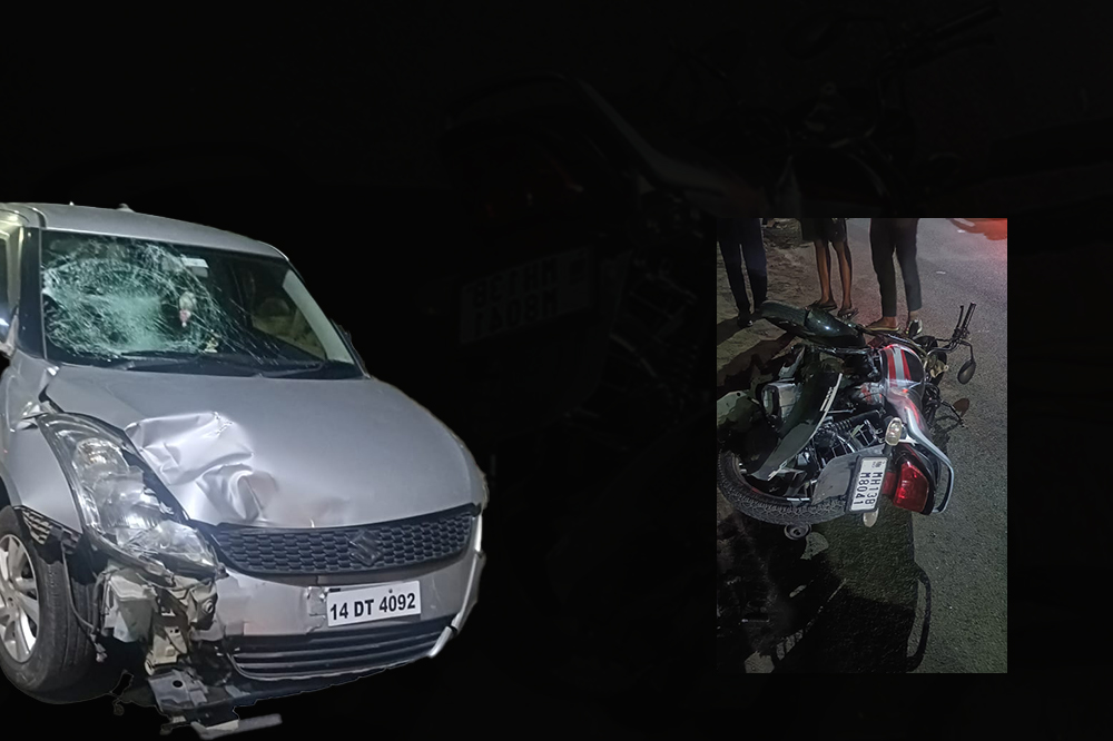 सोलापुरात खान चाचा हॉटेलसमोर अपघात; दुचाकीस्वार जखमी 