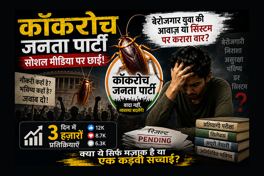‘कॉकरोच जनता पार्टी’ची सोशल मीडियावर चर्चा; अवघ्या तीन दिवसांत हजारोंचा प्रतिसाद 