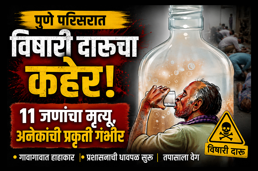 पुणे परिसरात विषारी दारूचा कहर! ११ जणांचा मृत्यू, अनेकांची प्रकृती गंभीर 