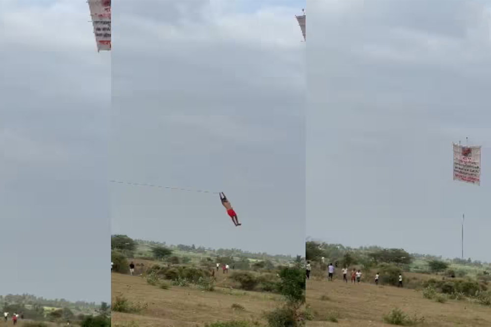 अजित दादांची थीम असलेली वावडी उडवताना तरुणही हवेत उडाला; २५ ते ३० फूट उंचीवर पोहोचला, Video व्हायरल 