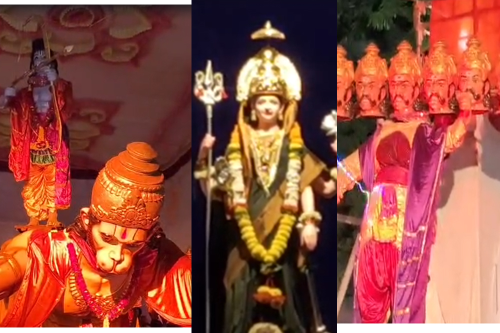 सोलापूरच्या बाळीवेसमध्ये रावण वधाचा भव्य देखावा; अधर्मावर धर्माच्या विजयाचे दर्शन 
