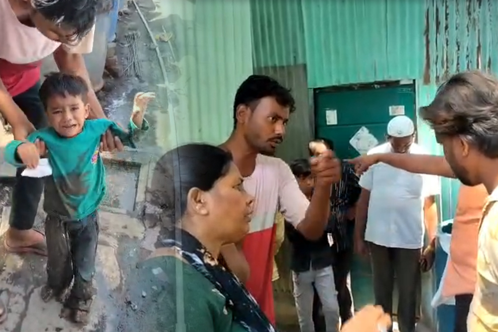 सोलापूरच्या राहुल गांधी झोपडपट्टीत उघड्या ड्रेनेज चेंबरमध्ये चिमुकला पडला; प्रभाग १४ मधील समस्यांवर नागरिकांचा संताप  
